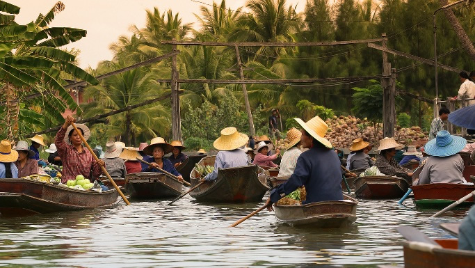 Zentralthailand Schwimmender Markt von Damnoen Saduak